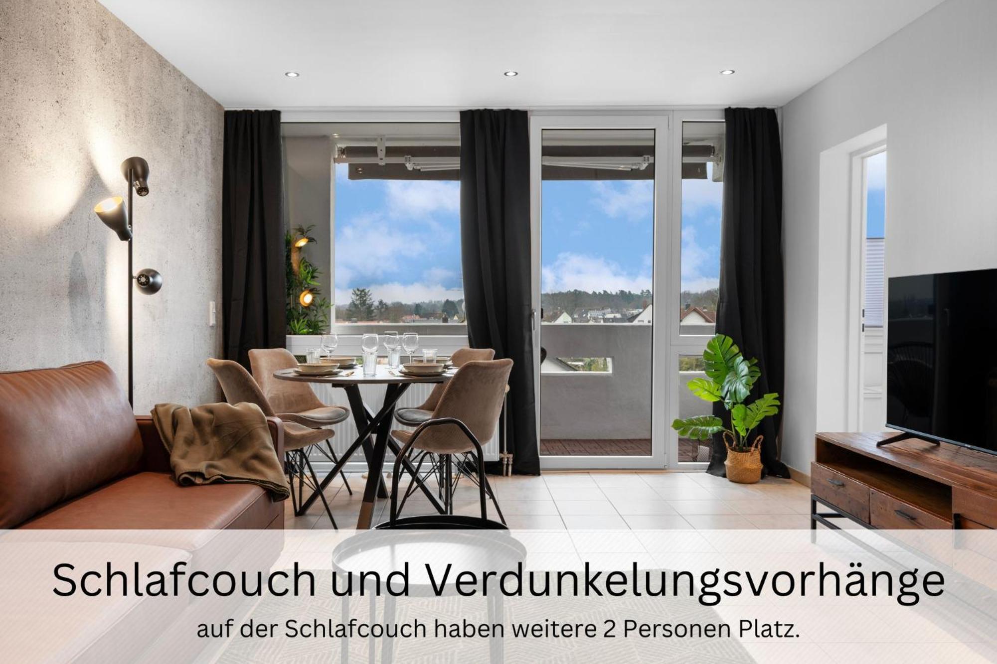 Ferienwohnung Urban Jungle Industrial Parkplatz Balkon Business Dreieich Exterior foto